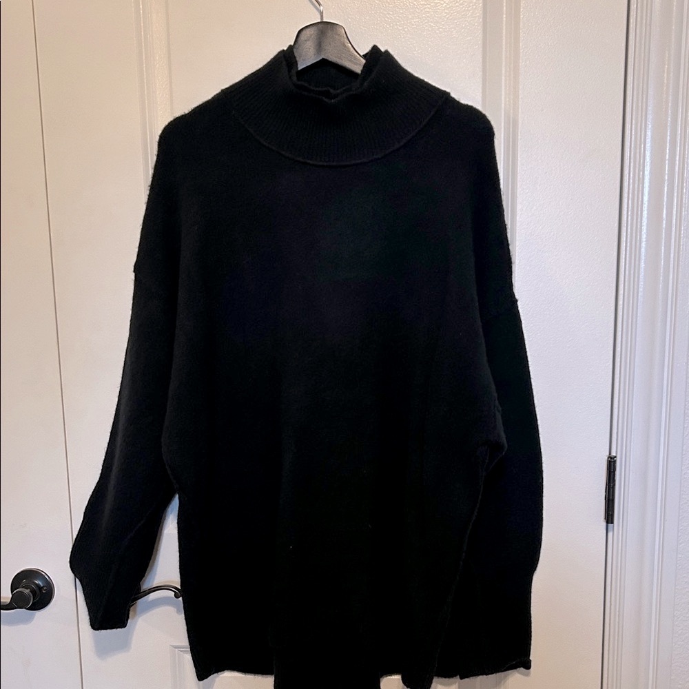 Free People Women's Classic Black Mockneck Sweater